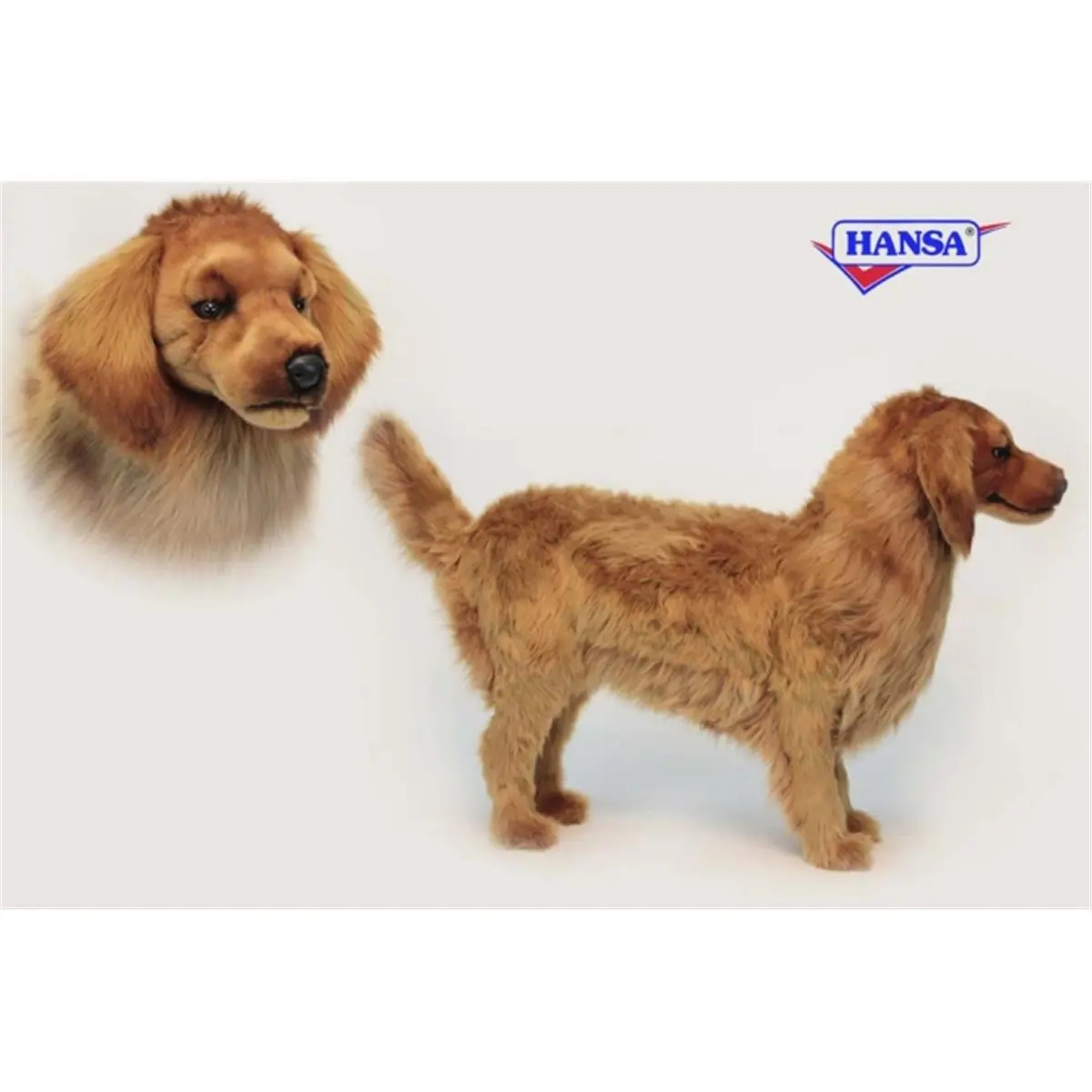 GLDN Hansa Retriever Plush Stoolie for Dogs & Cats - 3+ Age Compatible, 35x12x25.5in, Natural Look, Hand-Crafted, Weight-Bearing, Upscale Accent for Children's Room