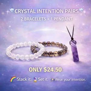 [Quiet Light] Crystal Intention Bracelet Pairs — 2 Bracelets + 1 Pendant for Anxiety, Protection, Focus & Sleep