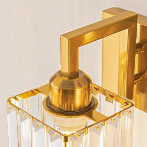 Modern Bathroom Vanity Light 2-Lights Gold Crystal Wall Lamp Bathroom Modern Crystal Vanity Lighting