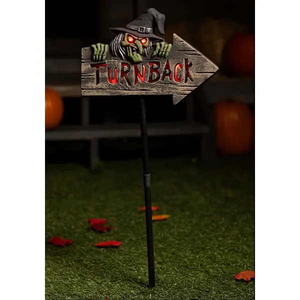 Light Up Witchy Warning Sign Decoration