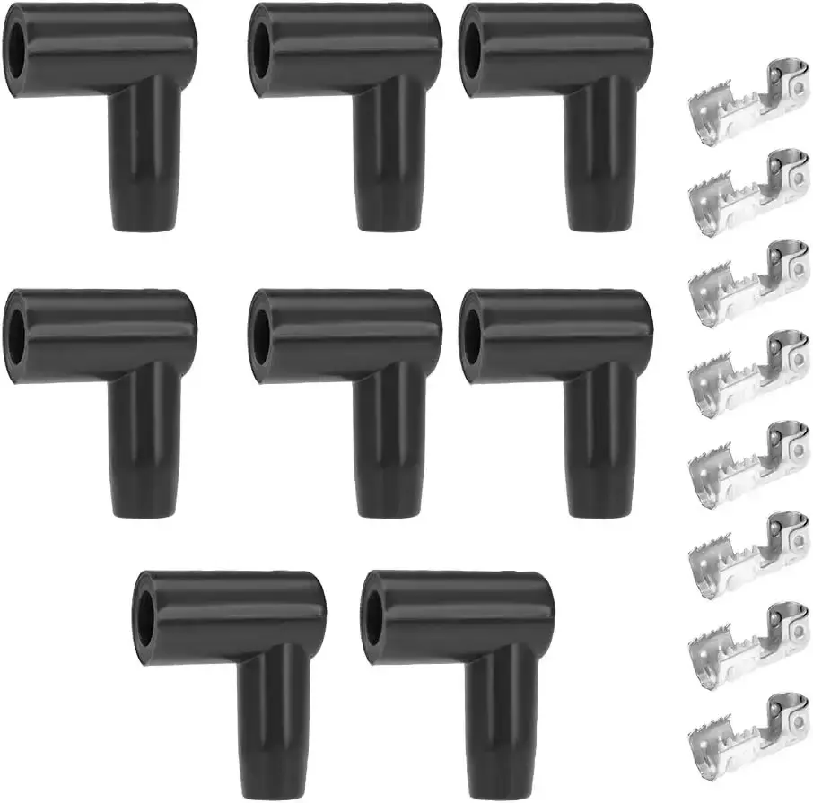 Coil Boot Terminal Kit 90 Degree Boots HEI Distributor Spark Plug Ignition Wire 6mm 7mm 8mm 9mm 10mm (Pack of 8), spark plug wire terminals, spark plug ends, 90 degree spark plug boot