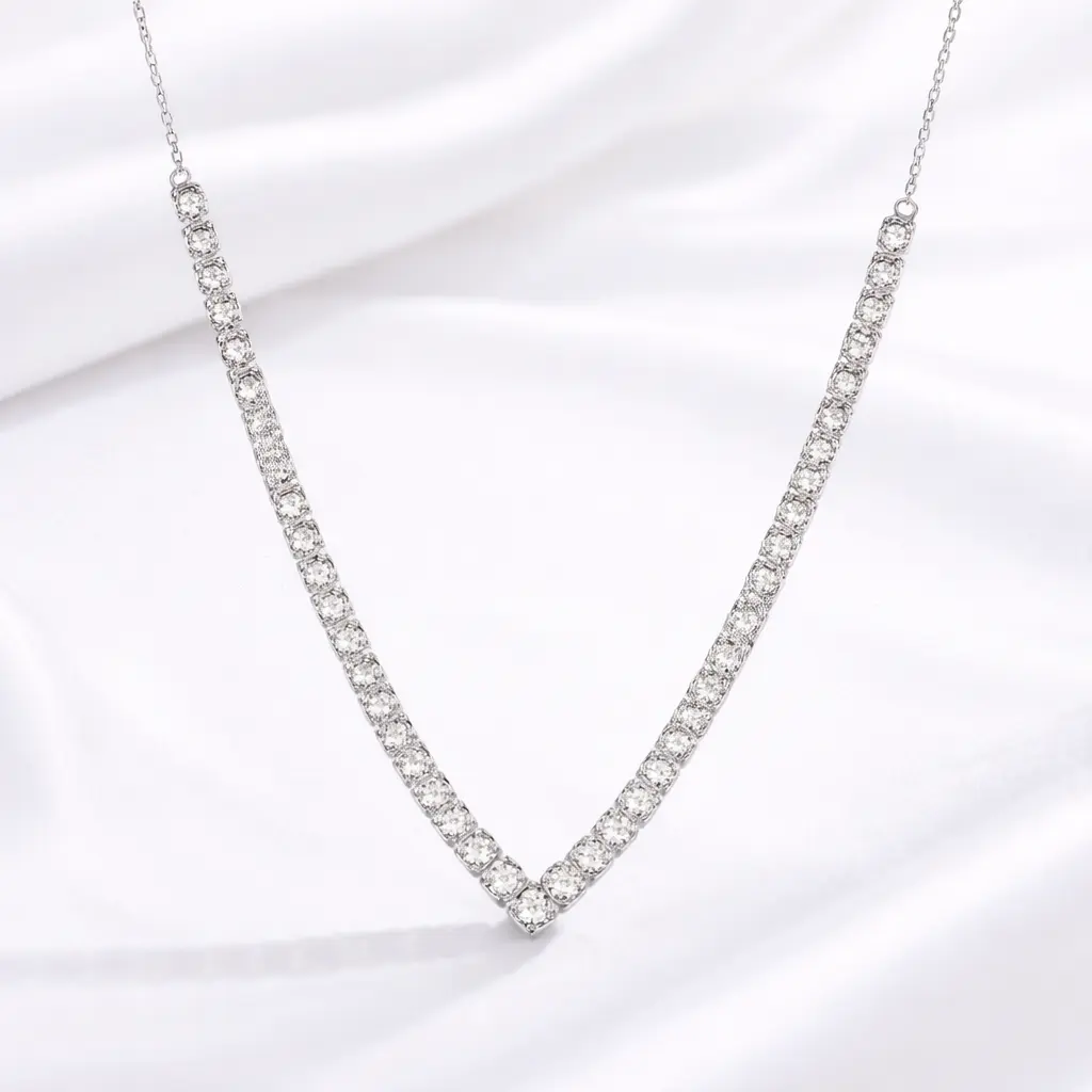 Violet Moissanite Tennis Necklace S925 0.30 CT - Round Cut - Lore Jewelry