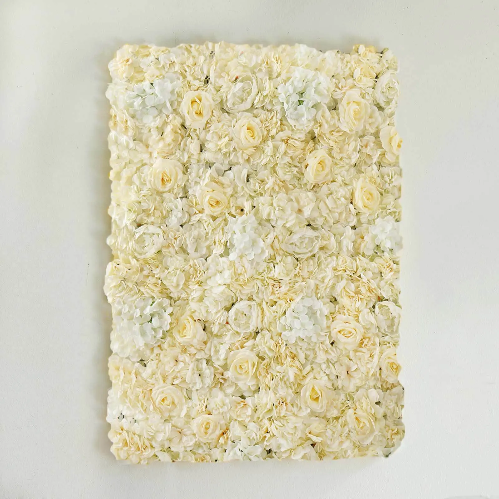 White Champagne UV-Protected Artificial Flower Wall Mat Backdrop, 4 Panels, 13 Sq ft, Indoor Decoration for Wedding Party, Indoor Backdrops