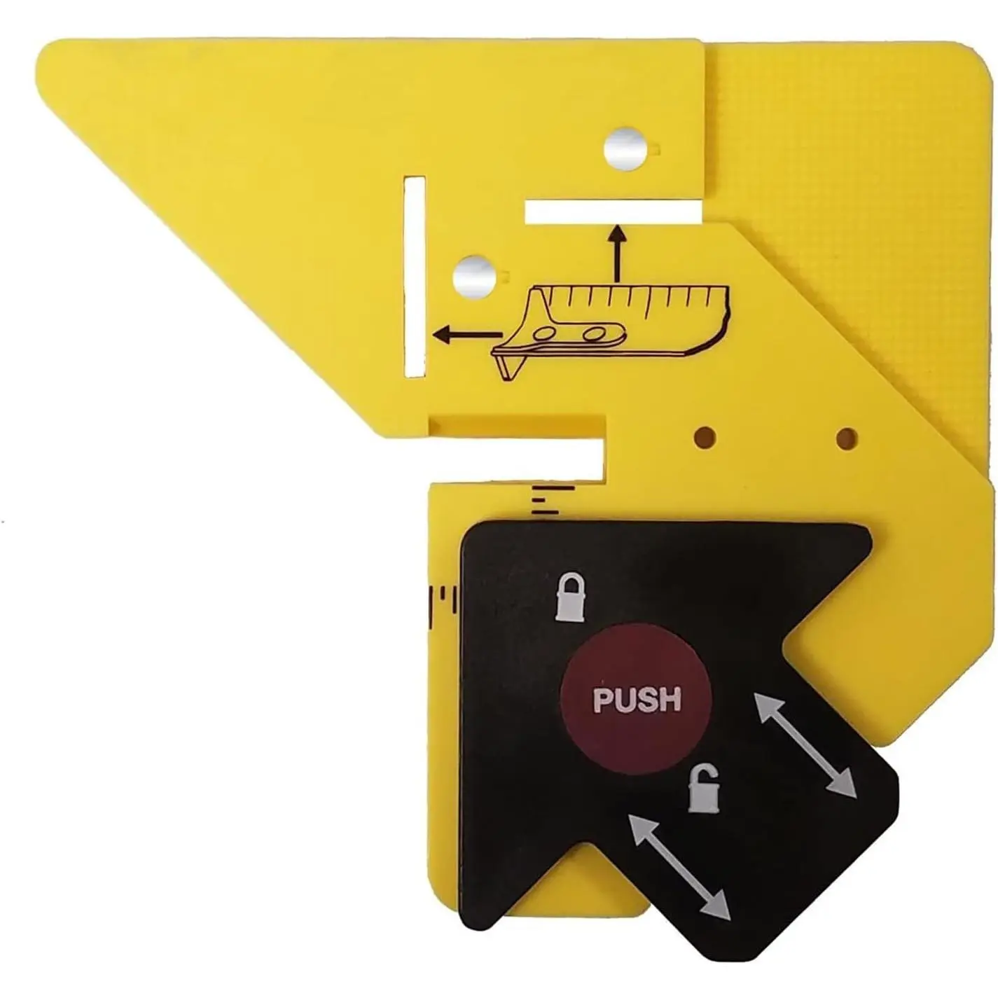 Trim Carpentry Efficiency Aid Tool for Carpenters - Precision Measuring & Miter Marking Gauge, Adjustable Reveal Guide, Reveal Adjuster, 45-Degree Angle Guide, Clamping Pad, Fixed Angled Head, Integrated Slots, Improves Corner Fit