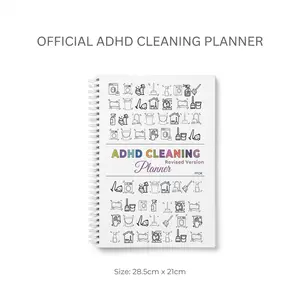 ADHD Cleaning Planner Notebook - Stress-Free Housework Checklist Organizer Zone Cleaning Schedule FlyLady Routine for Adults Durable Spiral Bound Essential Stationery Gift office accessories