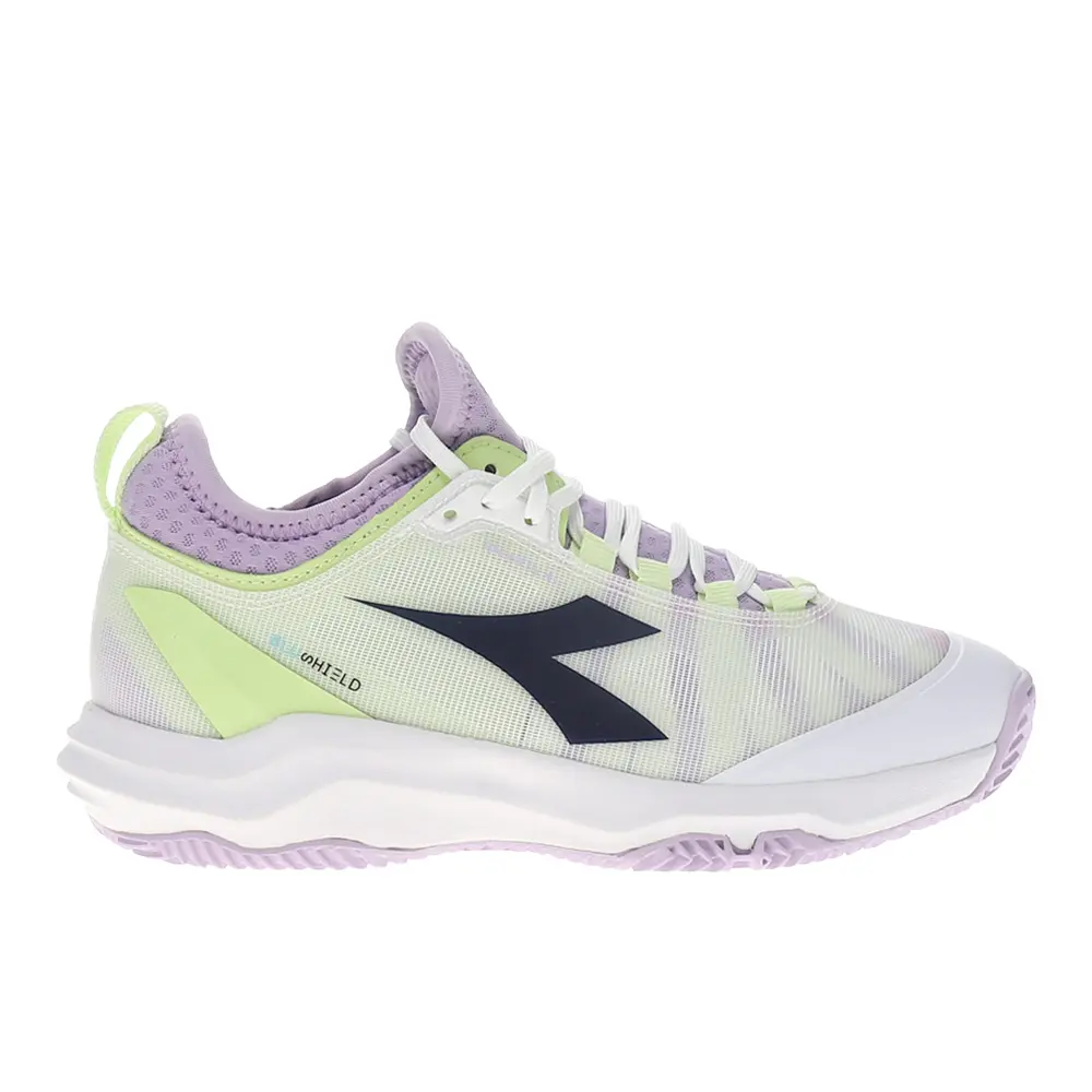 diadora Womens Speed Blushield Fly 4 Plus Clay Tennis Sneakers Shoes - Green, Purple