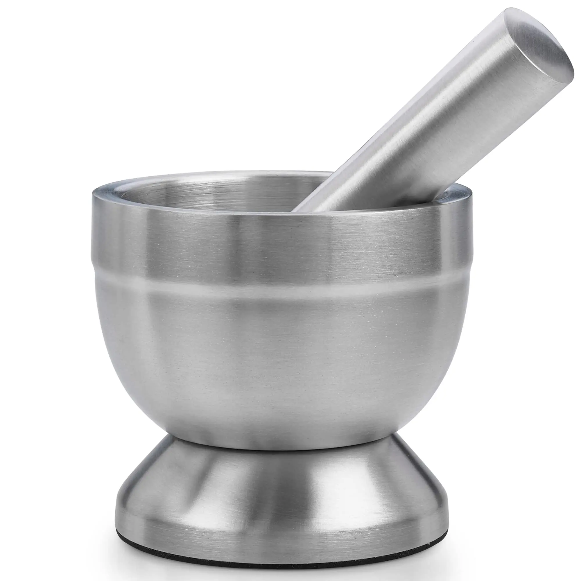 Pill Crusher - 304 Food Grade Stainless Steel Mortar and Pestle Medicine Grinder Set - Non-Slip Splitter to Easily Crush Medicine Pills Tablets Vitamins to Fine Powder for Adults, Seniors, Dogs, Pets Kitchen Utensils