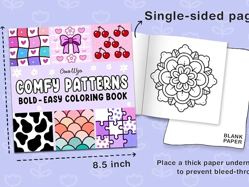 Comfy Patterns: Coloring Book for Adults and Kids, Bold and Easy, Simple and Big Designs for Relaxation Featuring Lovely Cozy Pattern and Mandala (Bold & Easy Coloring) Paperback – May 4, 2024 by Coco Wyo (Author)