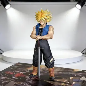 One Piece Dragon Ball Z Trunks Figure, Super Saiyan Form with Sword Battle Pose，Future Trunks Collectible Statue, Battle Damaged Outfit with Detailed Sword，DBZ Trunks Action Figure, Super Saiyan Form for Anime Fans & Display