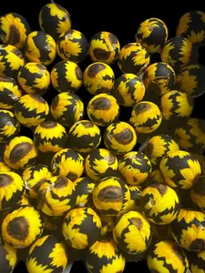 SILB15- (10PCS) 15mm Round Sunflower Mix SILICONE beads for DIY