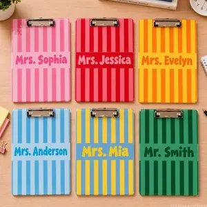 Personalized Teacher Name Acrylic Clipboard, Stripe Teacher Acrylic Paper Clipboard, Back to School Gift, Teacher Appreciation Gifts