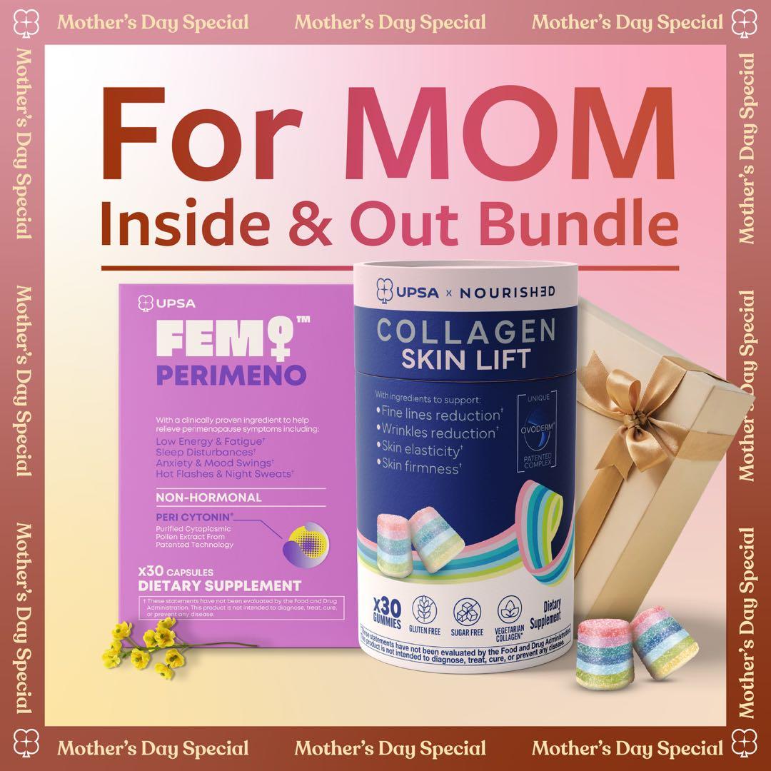 For Mom Inside & Out Bundle | Lifted-looking Skin & Perimenopause Relief, Helps Restore Beauty & Wellness from Within | Clinically Proven | Vegetarian Collagen with Ovoderm & PeriCyTonin | Non-Hormonal | Sugar-Free, GMO-Free For Mom Inside & Out Bundle | Lifted-looking Skin & Perimenopause Relief, Helps Restore Beauty & Wellness from Within | Clinically Proven | Vegetarian Collagen with Ovoderm & PeriCyTonin | Non-Hormonal | Sugar-Free, GMO-Free