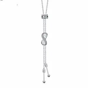 （T001）S925 Silver Zircon Infinity Pendant Necklace.