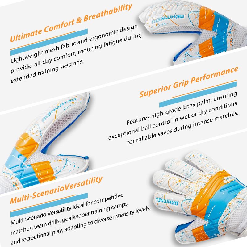 Soccer Goalie Goalkeeper Gloves – Pro-Level Super Superior Grip, Enhanced Finger Protection, Breathable & Durable Comfort for Training, Matches – Youth, Kids, Adult Sizes 6-10