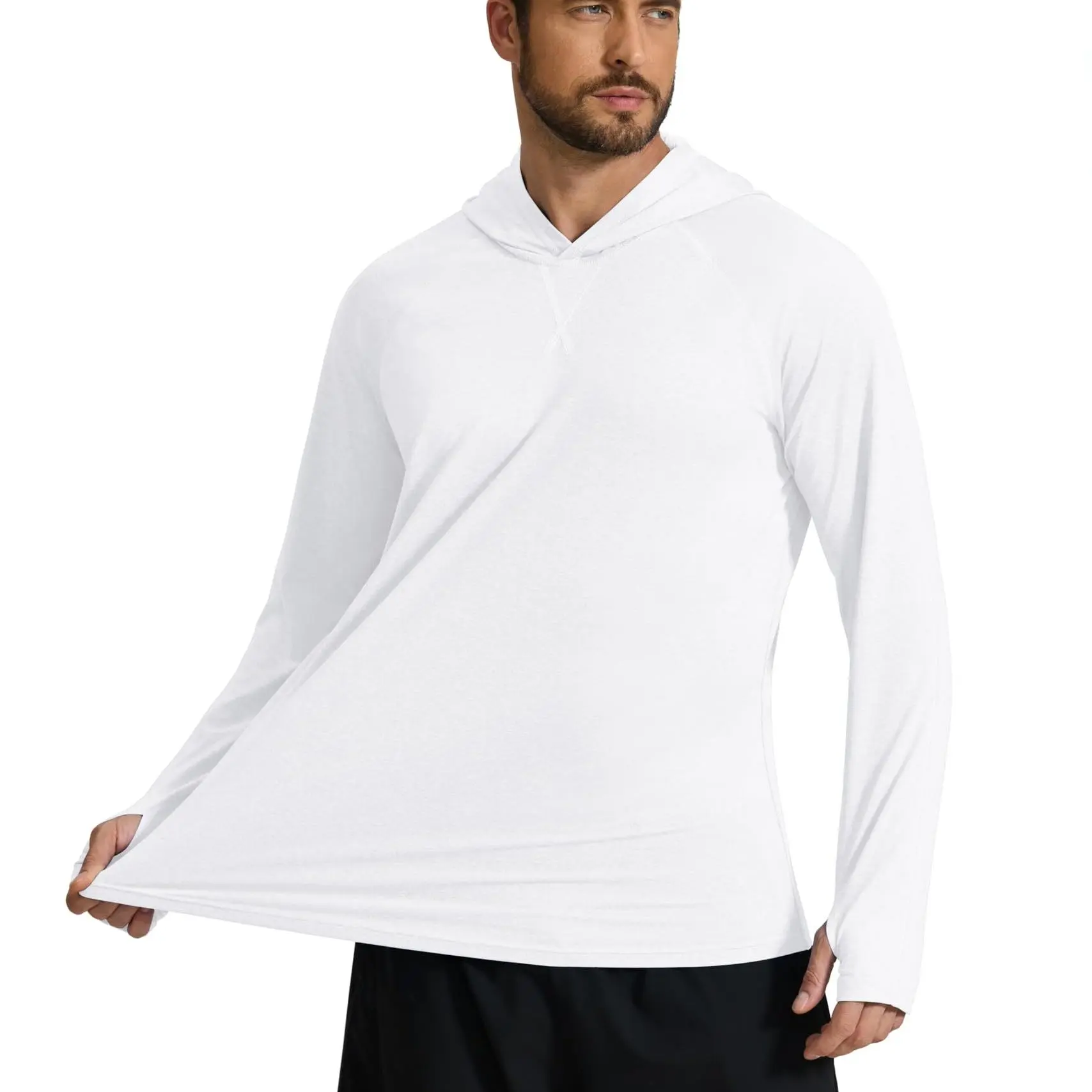 Coofandy Men's Activewear Hoodie, Long Sleeve UPF 50+ Rash Guard with Protective Hood, Lightweight Sun Shirt for Hiking & Light Outdoor, Uv Protection, Gardening, Quick-Dry, Hooded Neck, Activewear Sweatshirts, Athletic Fashion Activewear