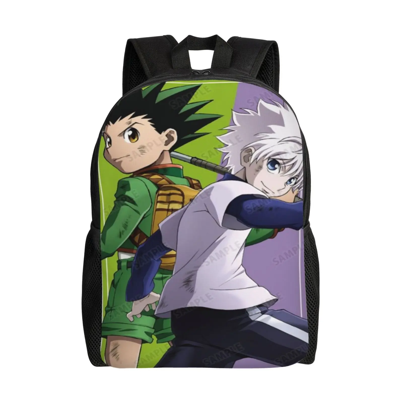 Hunter x Hunter Backpack Student School Bag Outdoor Fashion 17 Inch Laptop Travel Rucksack Lightweight Water-Resistant Durable for Boys Girls Men and Women Ideal Gift, Back To School Haul, Campus Life, Everyday Carry, Anime Backpacks