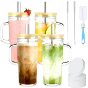 Multi Scene Transparent Glass Cup Premium Heat Cold Resistant Drinkware Reusable Durable Clear Water Cup High Aesthetic Design Home Office Cafe Restaurant Daily Drinking For Coffee Milk Tea Juice Yogurt Soda Water