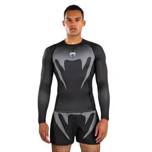 Venum No Gi Rashguards - Black/ Silver Grey