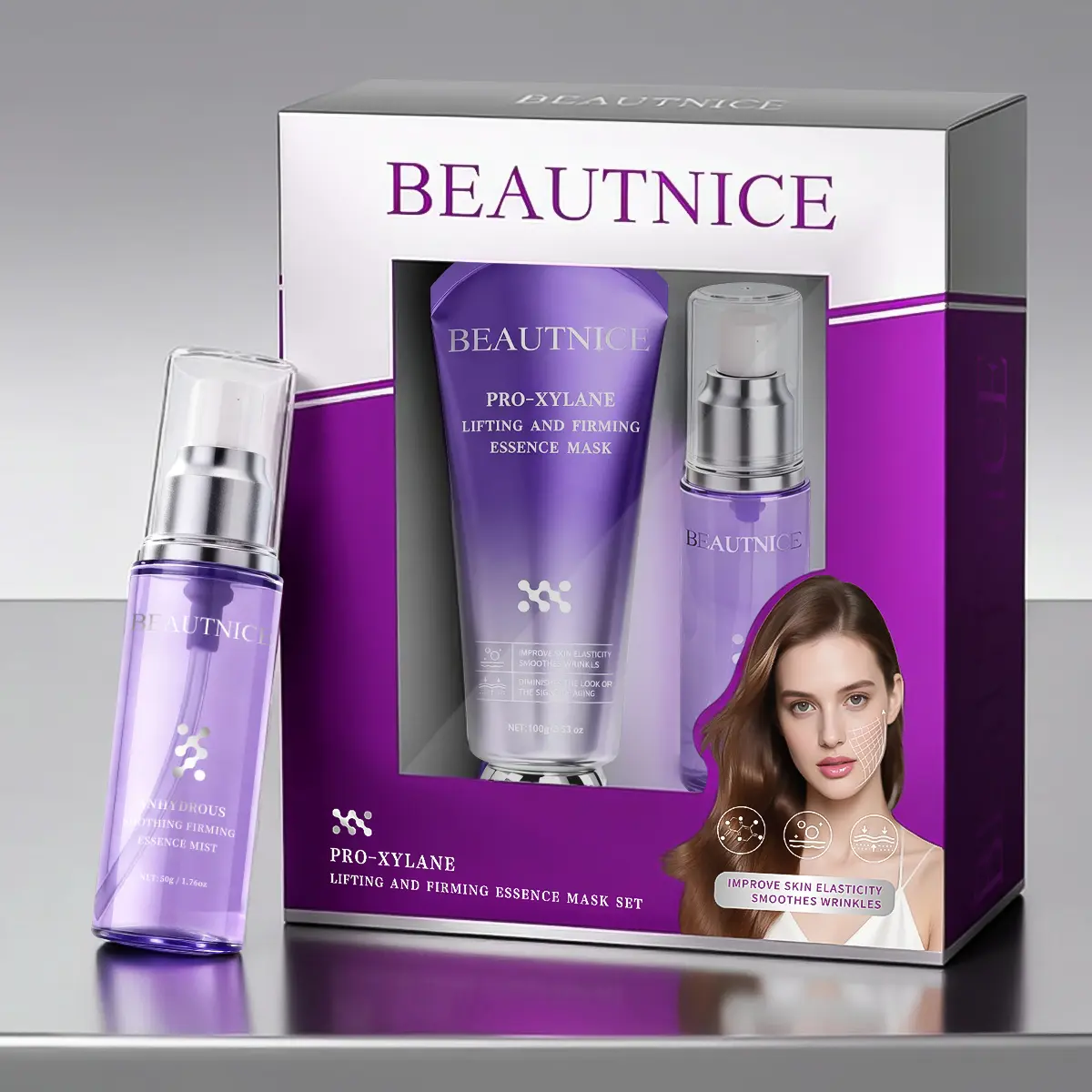 BEAUTNICE Pro-Xylane Lifting and Firming Essence Mask & Serum Set for Tightened Soothing Moisturizing and Deep Nourishment Skin Care