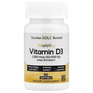California Gold Nutrition SimplyOne®, Vitamin D3, 1,250 mcg (50,000 IU), 50 Softgels