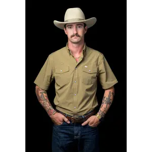 CORE - Men's Khaki Short Sleeve Pearl Snap Shirt