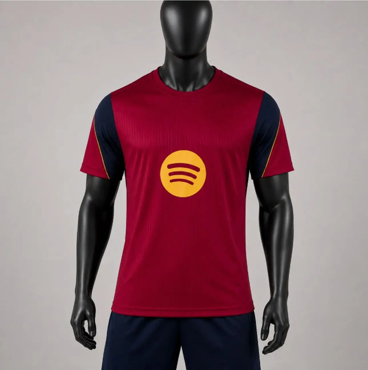 [FULL LOGO] 2026-27 Maroon Navy Training Soccer Jersey, Gold Accent Football Shirt, Short Sleeve Athletic Sportswear Top, Premium Training Fan Jersey for Men & Women