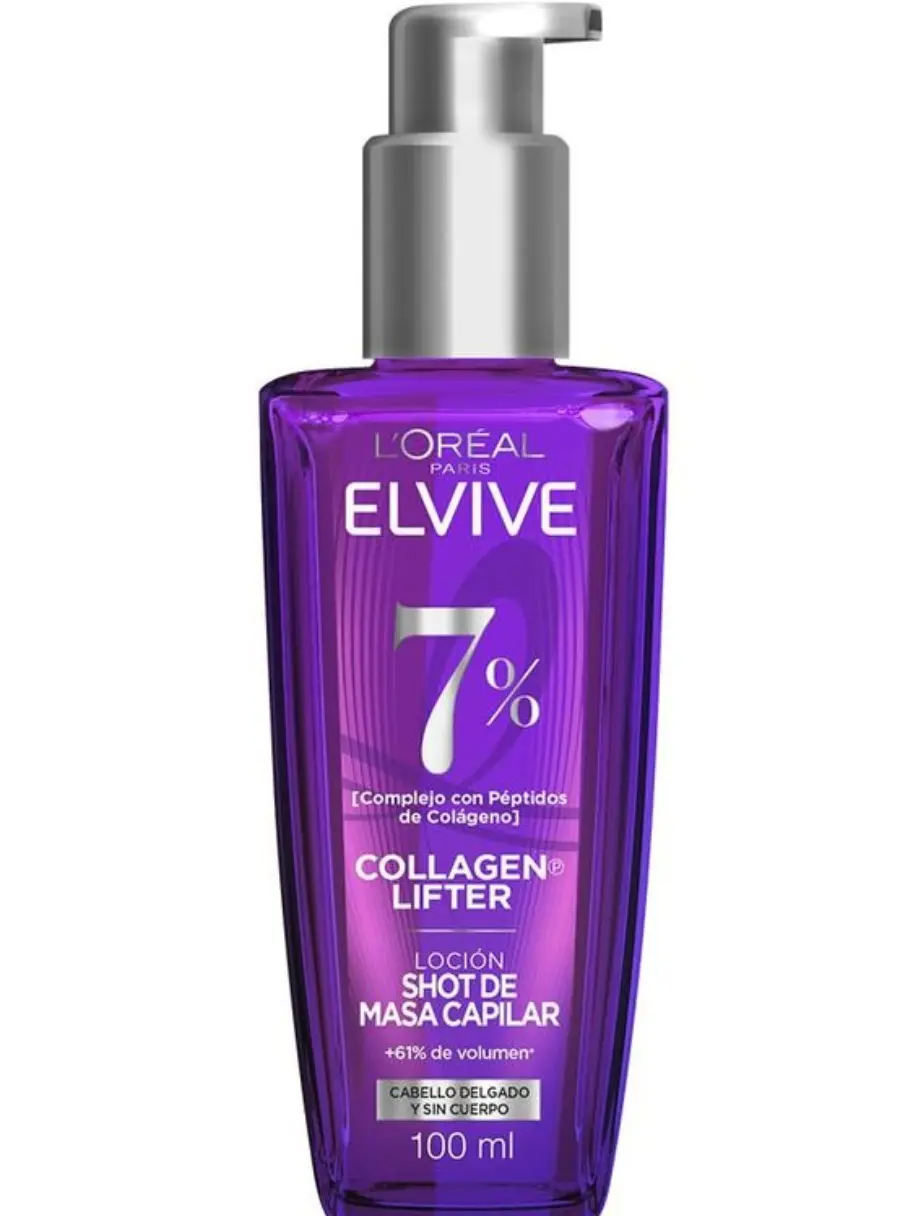 L'Oréal Paris Elvive Collagen Lifter 7% Loción Shot de Masa Capilar con Péptidos de Colágeno – Volumen para Cabello Delgado y Sin Cuerpo – 100 ml