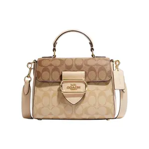 COACH Morgan 21 Classic Monogram Buckle Closure Leather PVC Handbag Shoulder Bag Crossbody Bag Small Women's Light Khaki