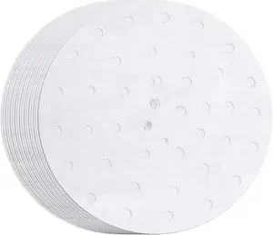 Minesign 100 Count Perforated Parchment Paper Bamboo Steamer Liners for 12 Inch Air Fryer Parchment Paper MineSign