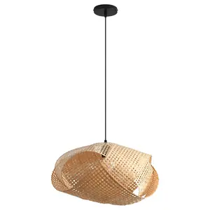 20" Upton Bohemian Handwoven Bamboo Island Pendant Light