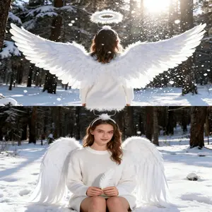 Angel Feather Wings Aesthetic Costume Accessory, Party Tail Decoration Prop, Elastic Band Role Play Cosplay Magic Wand, Wedding Birthday Decor