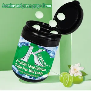 KissMint Jasmine Green Grape Flavor Sugar Free Mint Candy Fresh Breath in 1 Second Sweet Snack for Kissing Dating