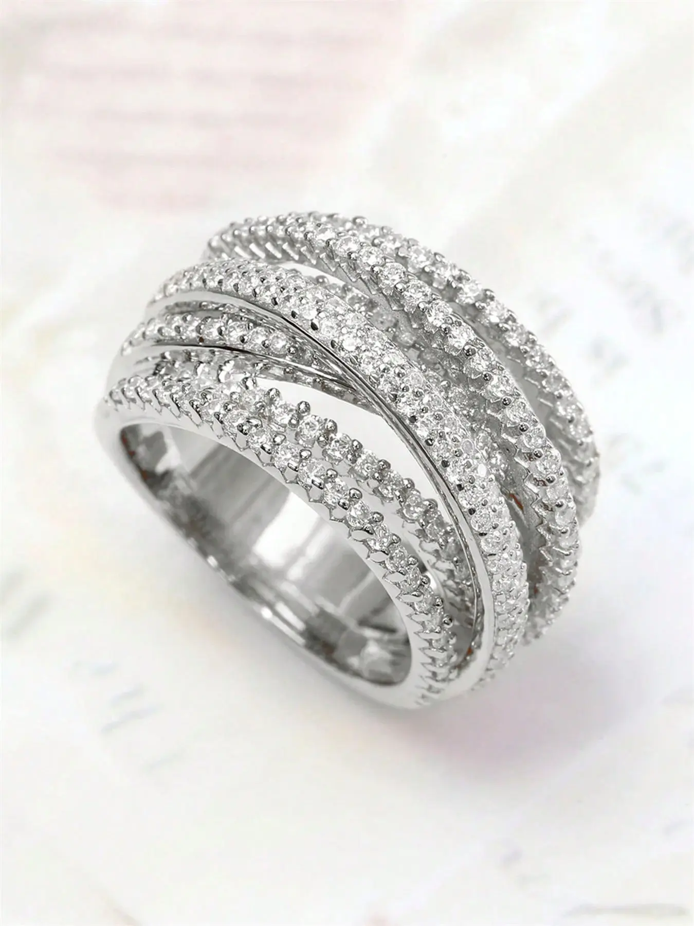1 PC Fashion Cubic Zirconia Stackable Ring For Women For Wedding Engagement Party Jewelry Valentine's Day Gift Stackable Promise Ring Engagement Wedding Bands