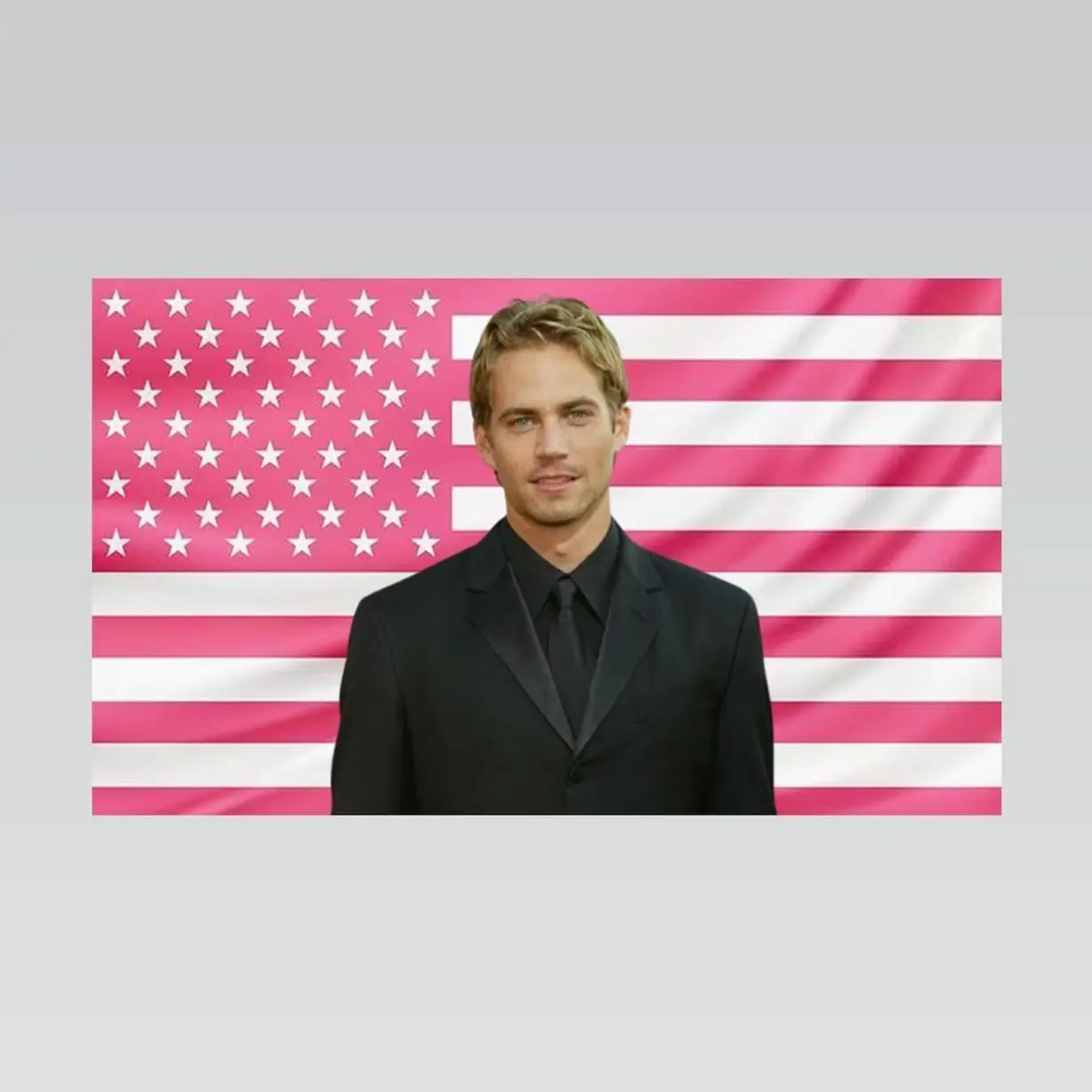 Paul Walker Pink American Flag Tapestry – Fast & Furious Wall Art Decor | Actor Fan Room Flag | Aesthetic Pink Bedroom Decor Lightweight Indoor Wall Art