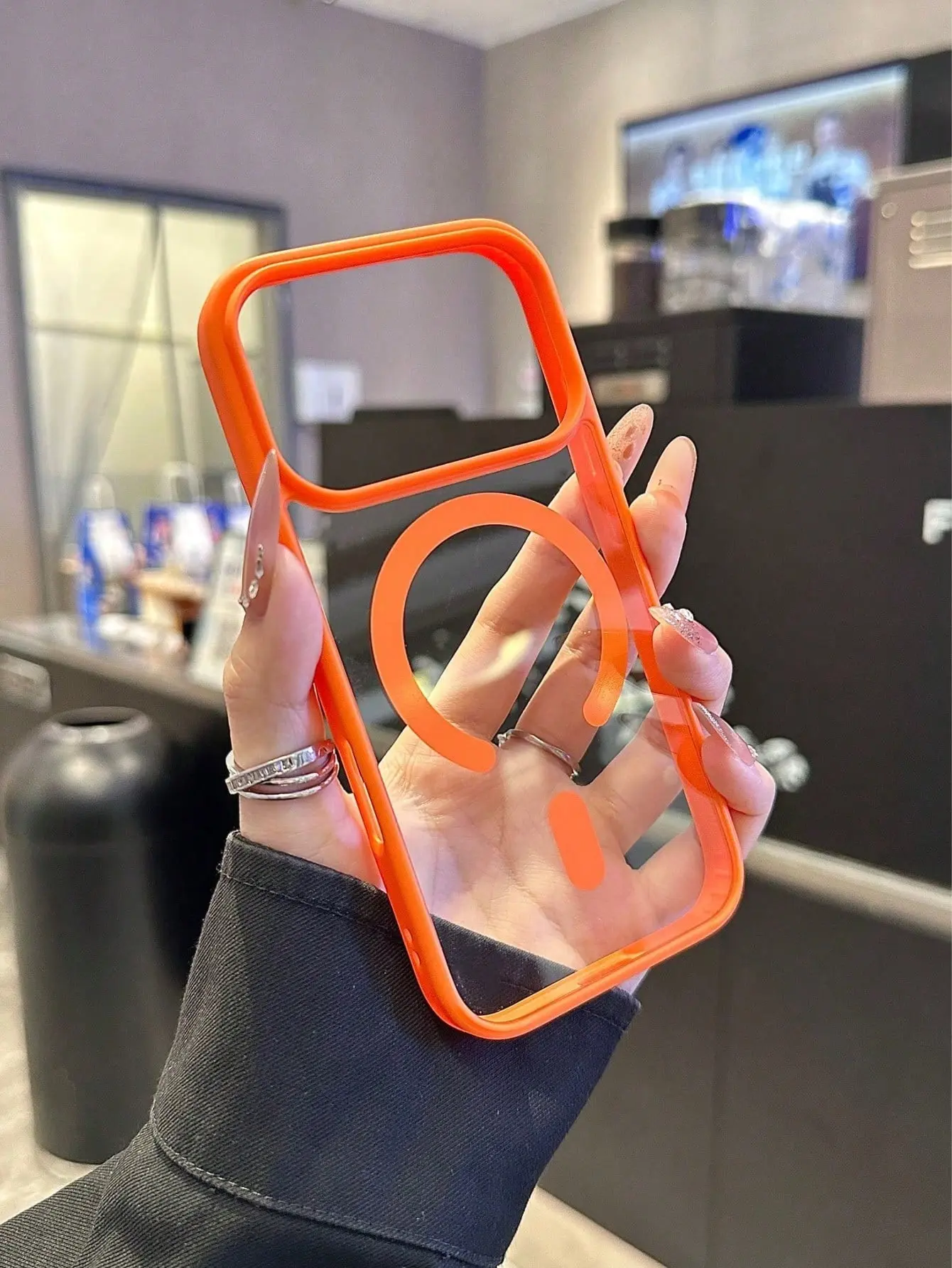 1pc Magnetic Official New Orange Acrylic 2-In-1 Phone Case Suitable For IPhone 17/17 Air/17 Pro/17 Pro Max/16 Pro Max/16/16 Pro/16 Plus/15/15 Pro Max/15 Pro/11/12/13/14 Pro Max/11 Pro/11 Pro Max/12 Pro/12 Pro Max/13 Pro/13 Pro Max/14 Pro/14 Pro Max/XR,