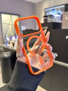 1pc Magnetic Official New Orange Acrylic 2-In-1 Phone Case Suitable For IPhone 17/17 Air/17 Pro/17 Pro Max/16 Pro Max/16/16 Pro/16 Plus/15/15 Pro Max/15 Pro/11/12/13/14 Pro Max/11 Pro/11 Pro Max/12 Pro/12 Pro Max/13 Pro/13 Pro Max/14 Pro/14 Pro Max/XR,