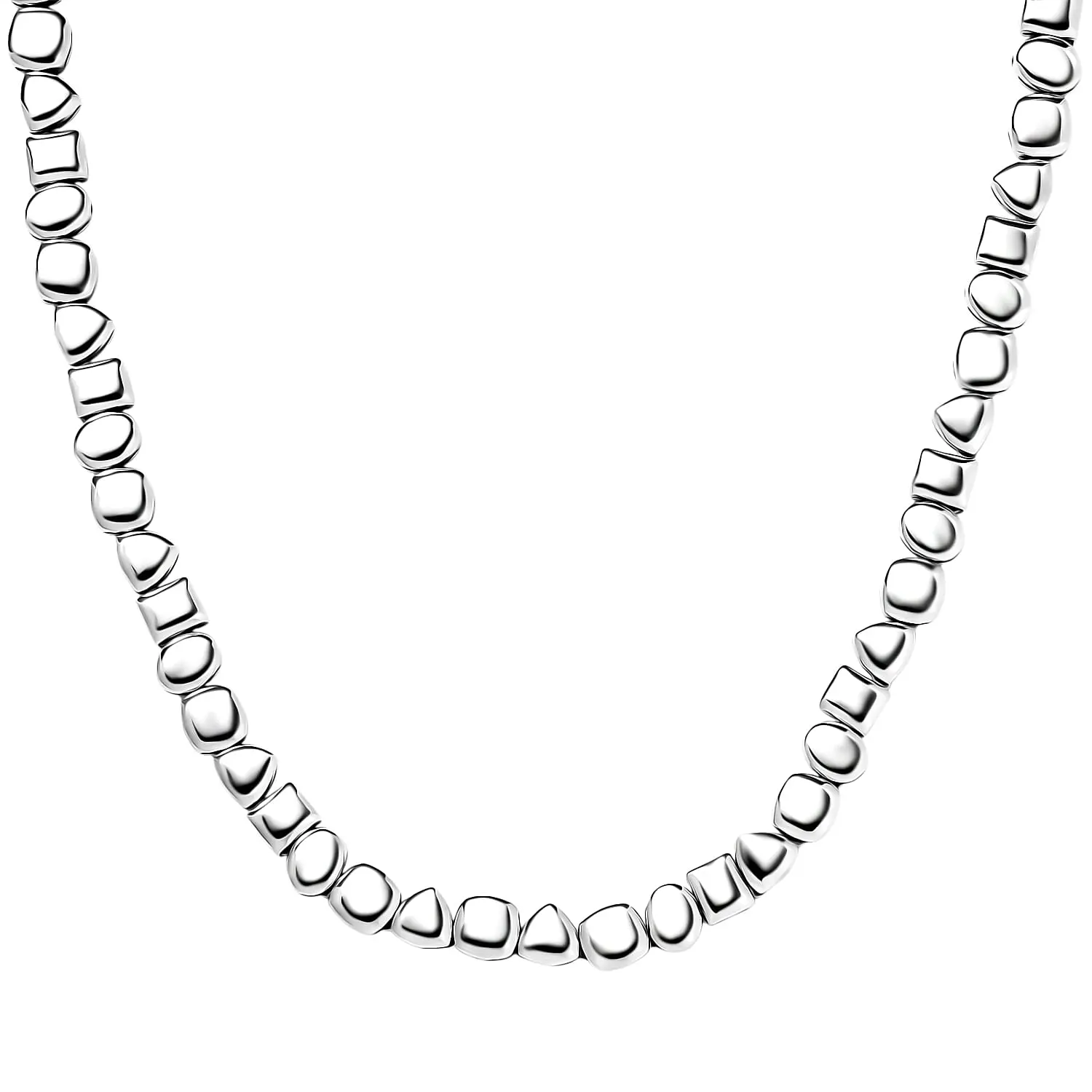 D'Joy Pebble Link Necklace in Rhodium Over Sterling Silver 32.90 Grams 18 Inches