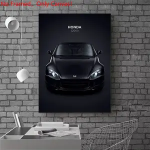1 Piece/Set frameless canvas painting print poster,Luxury sports car art，Black Honda S2000 Car， a perfect gift for cars loves, ideal gift for bedroom, living room, dorm hallway, kitchen, mural, wall decoration, room decor