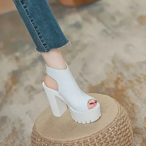 Women's Solid Color Block Heels, Fashion Open Toe Dress Pumps, Stylish Platform Slingback Heels Sandals, Summer Comfort Flatform Footwear White Elegant Classy Heeled wide feet sandals comfy sandals