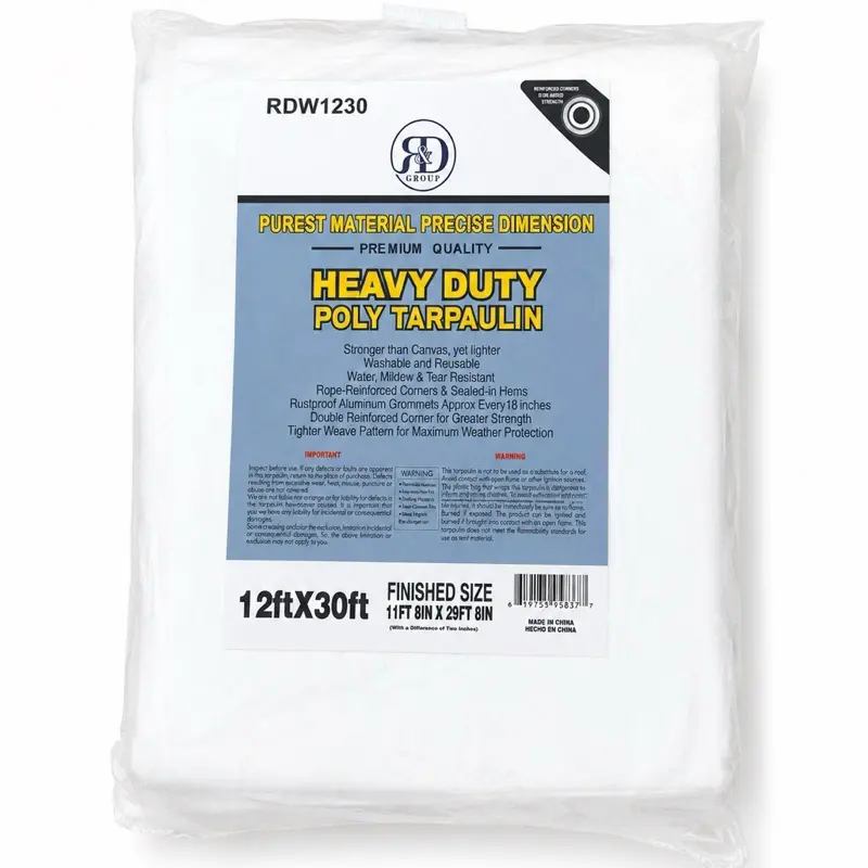 Heavy Duty Polypropylene Rain Cloth - 12mil, 12'x30', Waterproof All-Weather Home Supply
