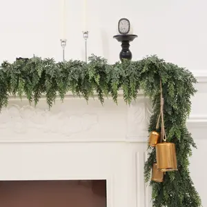 Senjie Christmas Cedar Garland Drape Real Touch Thickness Realistic Greenery Pine Garland for Mantle Fireplace Outdoor Indoor Christmas Decorations Artificial 6FT