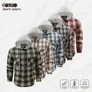 Men's single pack loose plaid hooded shirt. Men’s long-sleeve casual streetwear top available in multiple colors. Hooded plaid jacket. Drawstring design. Suitable for everyday casual wear. Sports. Commuting