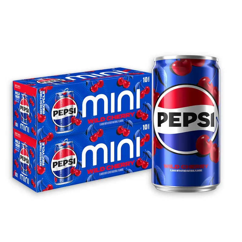 Pepsi Wild Cherry Cola Soda, 7.5 Ounce, 10 Pack Mini Cans - 2 Pack