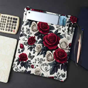 1PC Elegant Floral Butterfly Print Book Cover with Zipper Closure - Book Protector & Storage Bag, Front Pocket for Students, Teachers, Office Supplies.