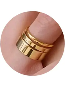 14K Gold Filled Rings for Women Gold Stacking Stackable Band Rings Thick Thin Band Plain Pinky Thumb Ring Non Tarnish Comfort Fit Size 5-11
