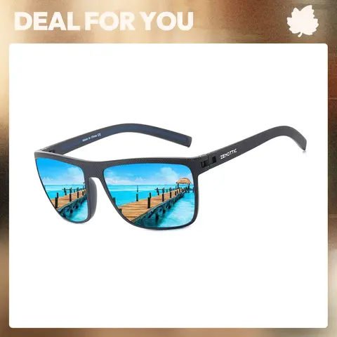 ZENOTTIC Classic Square Polarized Sunglasses - TR90 Full Rim Polarized Tac Lenses, UV400 Protection, Driving Focus, Boating & Ski Use, Less Squinting, Men's Ready-to-Gift Package, Father's Day Accessory