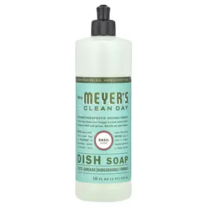 Mrs. Meyers Clean Day Dish Soap, Basil Scent, 16 fl oz (473 ml)