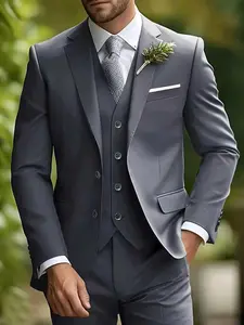 Men's Double-Breasted Blazer Jacket, Spring & Fall New Slim Fit Formal Suit Coat, Business Casual Party Office Wear