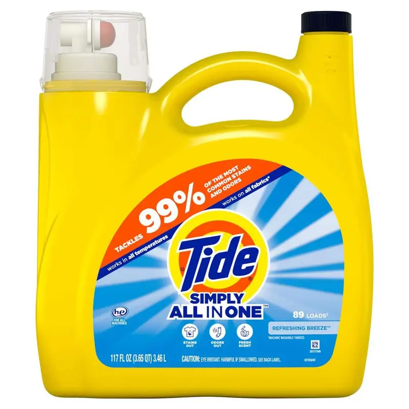 Tide Simply Liquid Detergent – All-in-One Formula, Refreshing Breeze Scent, 117 fl. oz., Deep Clean & Freshness