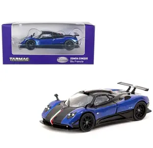 TARMAC WORKS 1:64 Scale Pagani Zonda Cinque Blue Francia Model Car - Limited Production, True to Size Scale, Officially Licensed, Blue